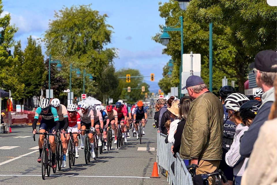 Cyclists at the Criterium Provincial Championship at the inaugural Sidney Bike Fest on June 1.