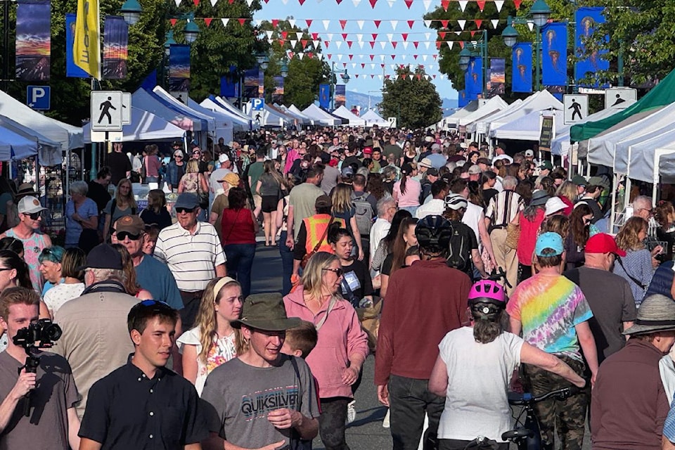 Visitors on the opening night of Sidney Street Market.