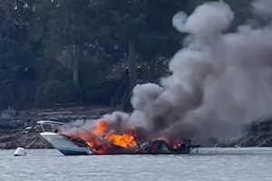 VIDEO: Boat ablaze in Sidney's Tsehum Harbour