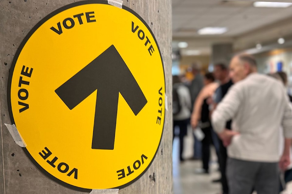 Advance voting at Mary Winspear Centre in Sidney, April 18.