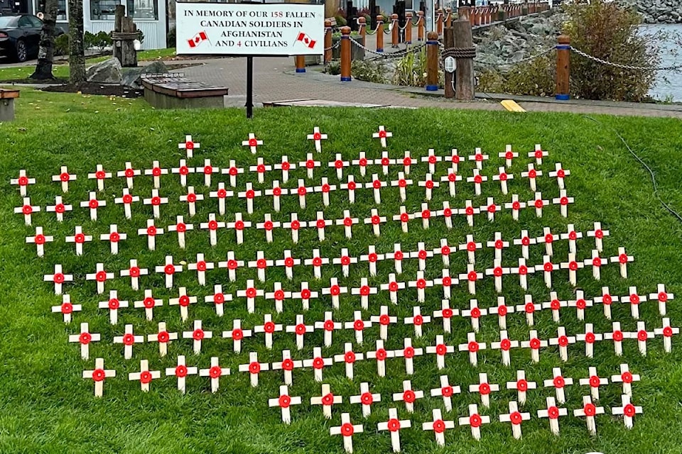 The crosses will remain standing at Beacon Park until Nov. 15.