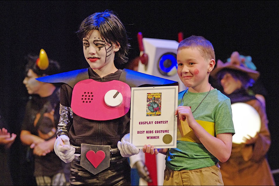 Callum and Jude won in the youth category in the Van Isle Comic Con Cosplay Contest Sunday, June 11. (Steven Heywood/News staff)
