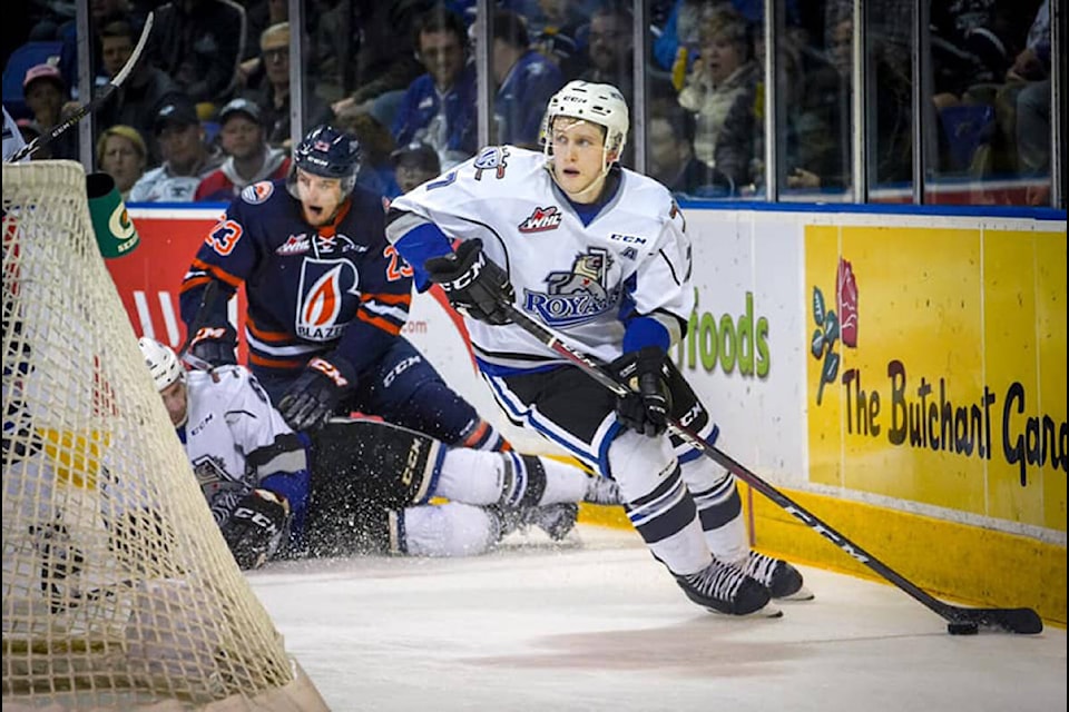 The Victoria Royals lead the best-of-seven series 3-2 after Saturday night’s 6-3 win over Kamloops. (Spencer Pickles for Black Press Media)
