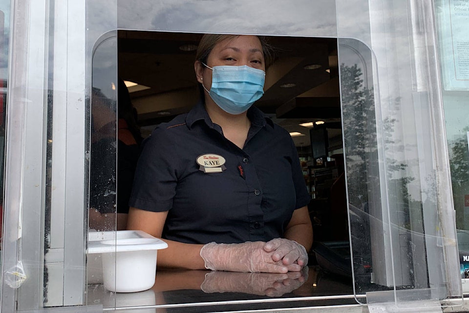 Kaye Mateo says the Tim Hortons on Island Highway near Wale Road has been steady throughout the pandemic. They have been open the entire time and have both counter service that is limited and drive thru service. While many places have been closing, Mateo said they’ve remained open for the customers and for the staff. “We want to make sure our many staff have jobs,” Mateo said. (Shalu Mehta/News Staff)