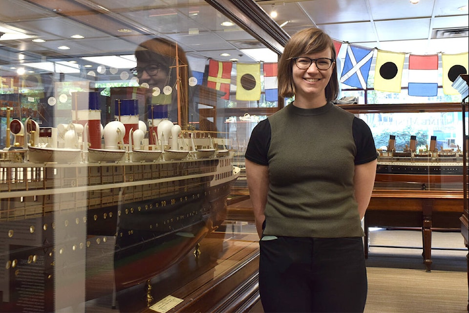 Britanny Vis, executive director of the Maritime Museum of BC, at their new location on Douglas Street. (Kiernan Green/News Staff)