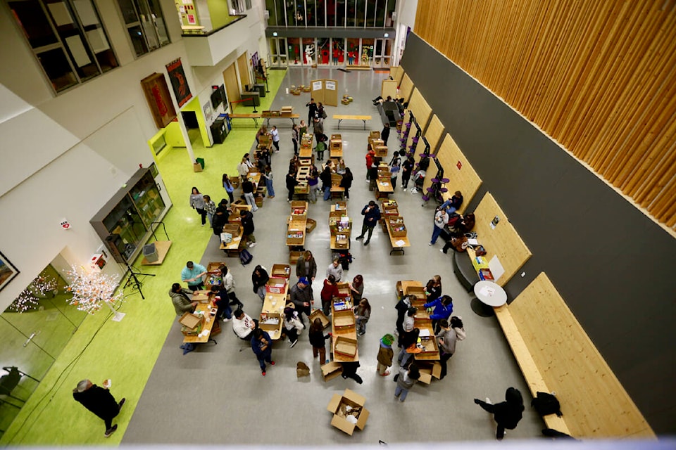 The Royal Bay Secondary School community came out in full force Wednesday (Nov. 30) for the school’s 10,000 Tonight food drive in support of the Goldstream Food Bank. (Justin Samanski-Langille/News Staff)