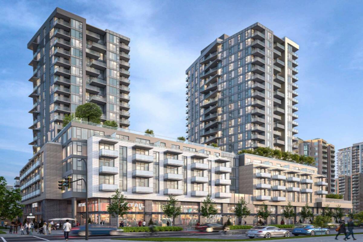 A rendering of the 1045 Yates Street property envisioned in the Harris Green Village redevelopment. (Courtesy of Starlight Developments)