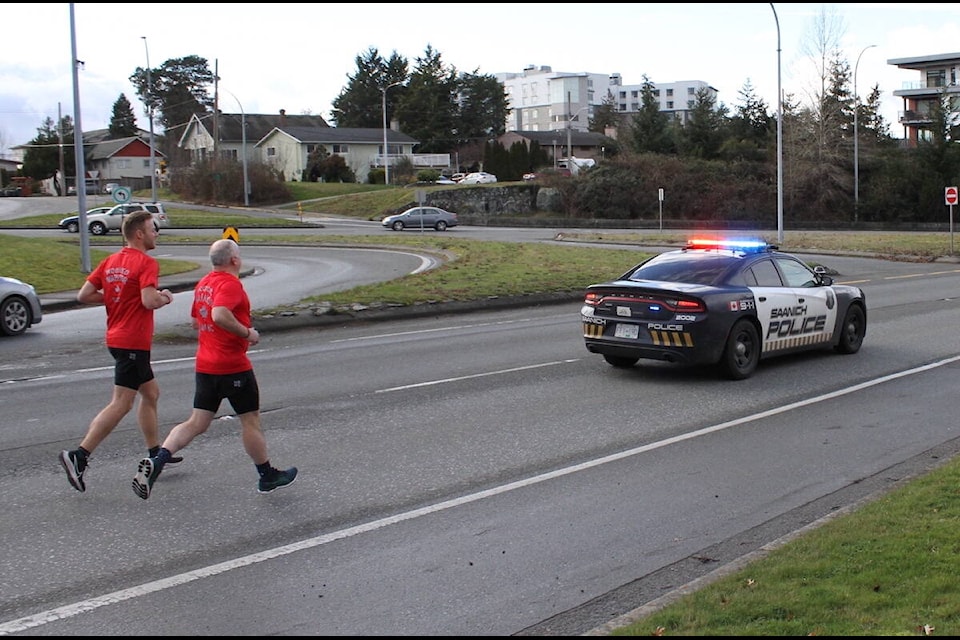 Wounded Warrior Run BC team members ran from Sooke to Sidney on Feb. 6. (Brendan Mayer/News Staff)