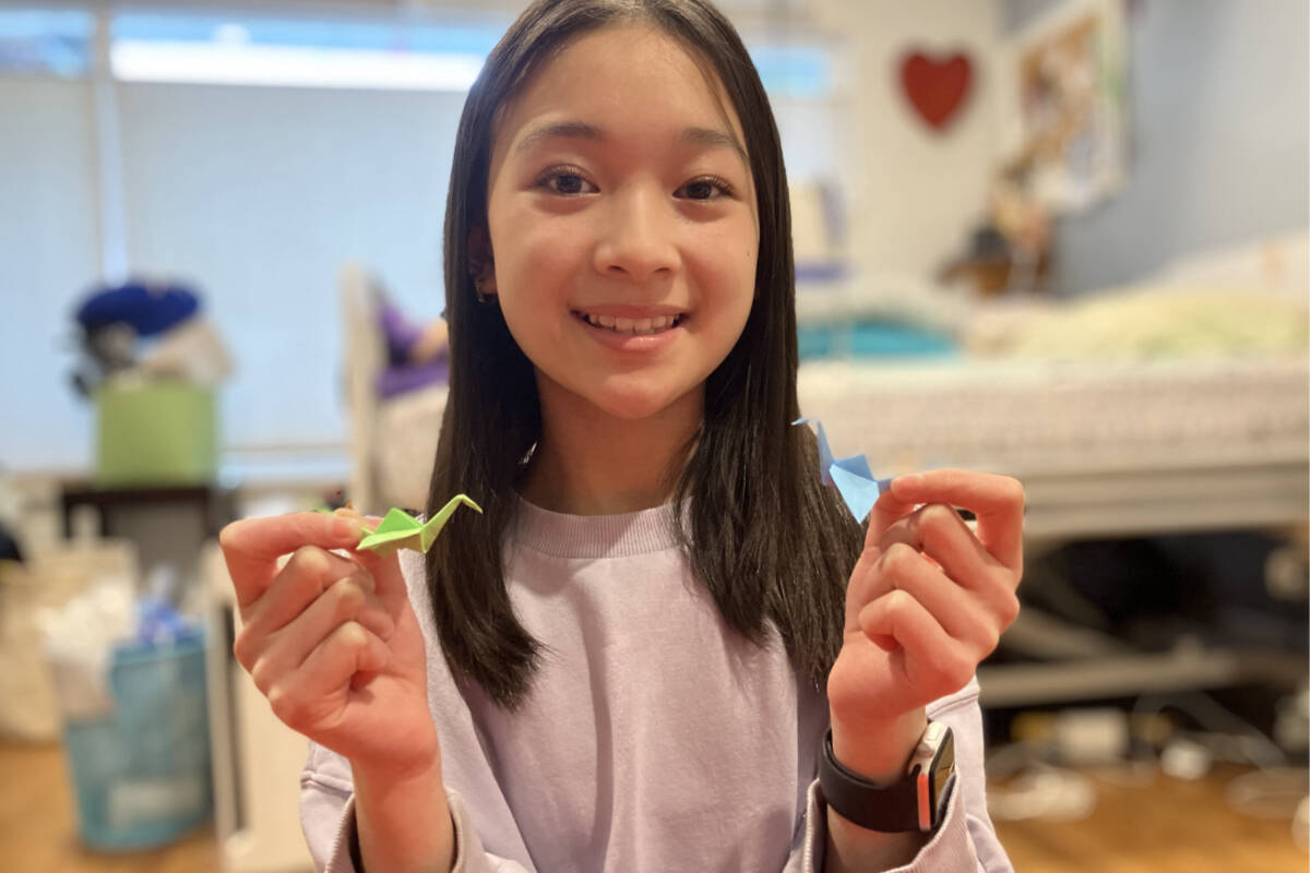 VIDEO Saanich teen crafts paper cranes to grant wishes for Help Fill A
