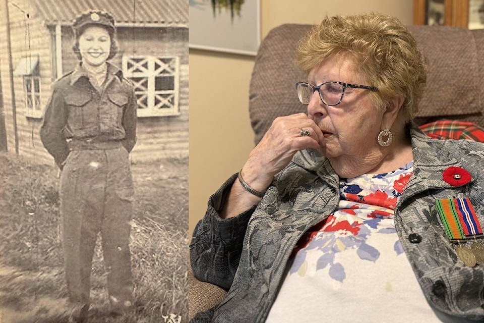 Lily Bales sits on her chair at home in Sidney, recalling the times she spent with her Ack Ack Girls during the Second World War.