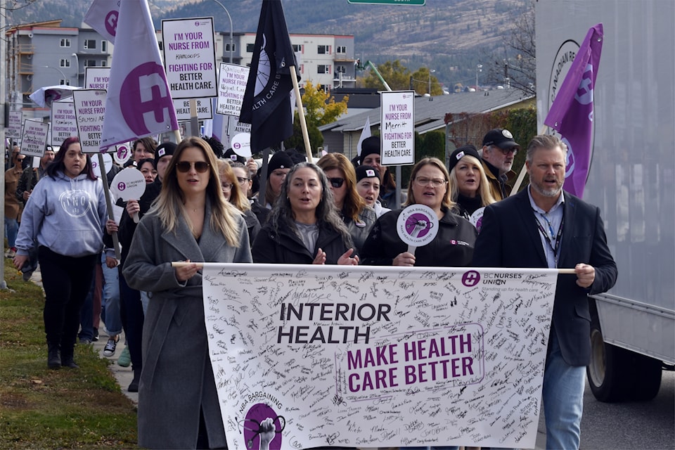 Hundreds of nurses rallied for change at the regional bargaining conference in Penticton on Oct. 29. 