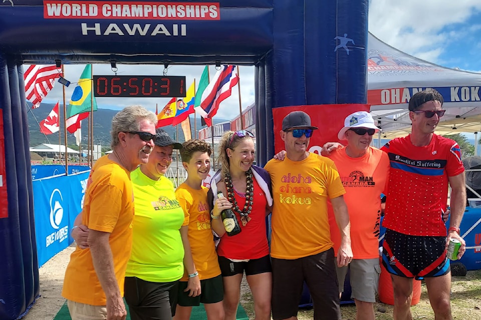 Jen Annett (fourth from left) after winning the 2024 Ultraman World Championships in Hawaii. 