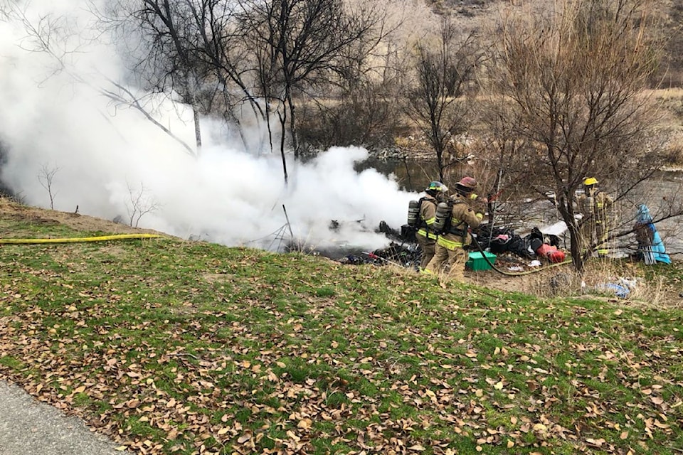 Fire at homeless encampment in Oliver, Dec. 1.