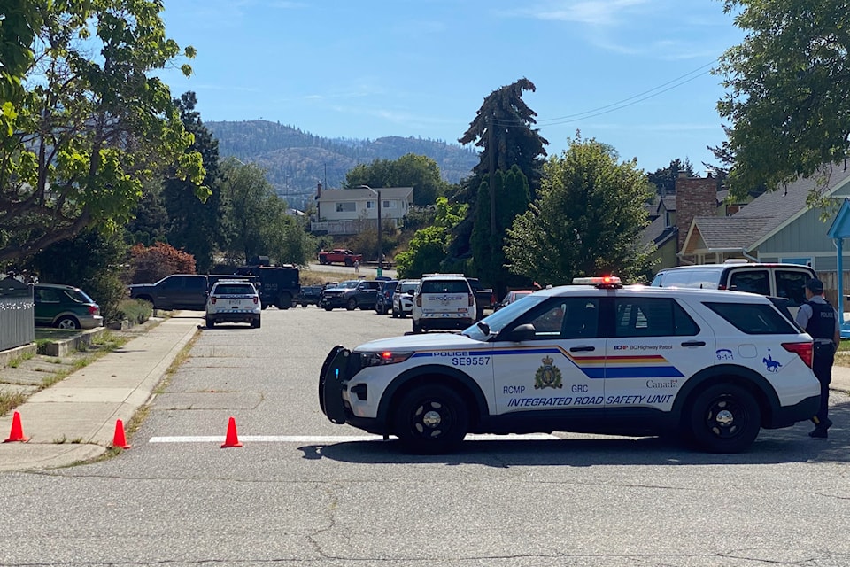 A heavy police presence has closed a portion of Killarney Street in Penticton. 