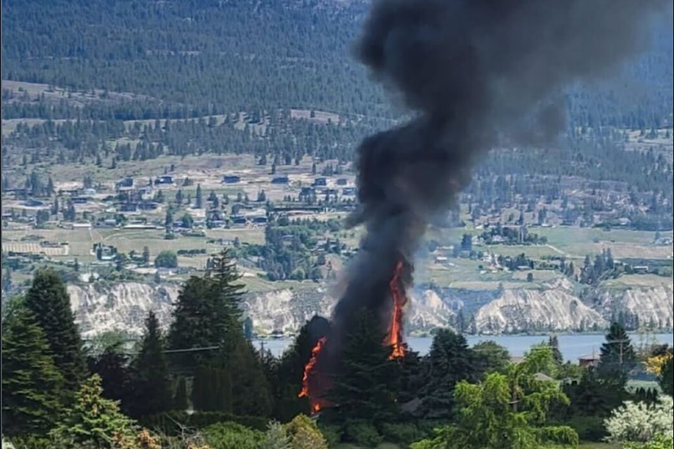A fire on May 22, off Highway 97 in Trout Creek, posted to the Summerland Locals Helping Locals Facebook group.
