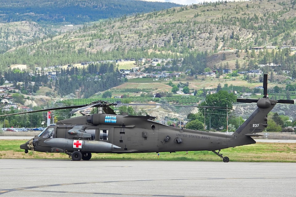 The United States Army's UH-60 Blackhawk at the Penticton Regional Airport on May 13, 2025.