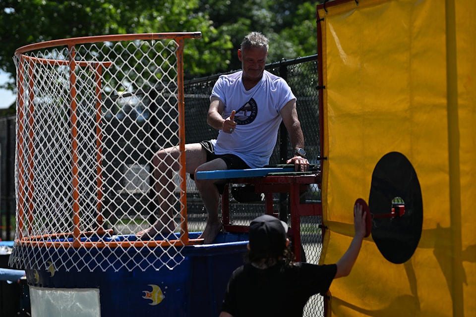 Gord Portman gives the go-ahead to get dunked at Discovery House's annual Father's Day fundraiser at Skaha Lake Park in Penticton