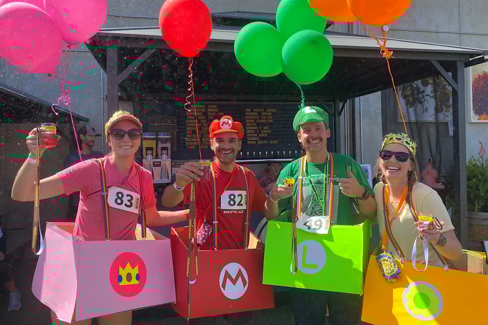 A Penticton Beer Run team celebrates the event at Cannery  Brewing on June 7, 2025.