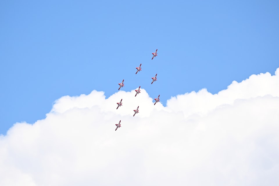 The Royal Canadian Air Force's Snowbirds team flew through the Okanagan and did a couple passes over Penticton before landing on Aug. 4. The team is set to perform as part of Peach Fest's opening day on Aug. 6. 