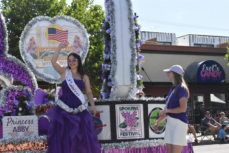 A float from Spokane, Wash. takes part in the Peters Bros. Grand Parade on Aug. 9, 2025, in Penticton.