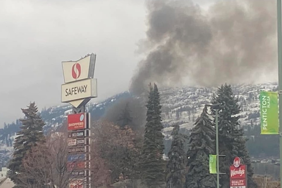 Smoke rising from downtown Penticton. 