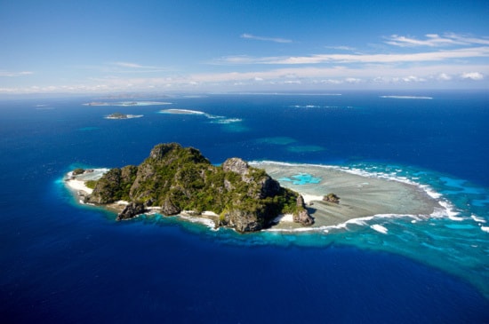 Aerial views, Monoriki island, Mamanuca islands. Fiji Islands.