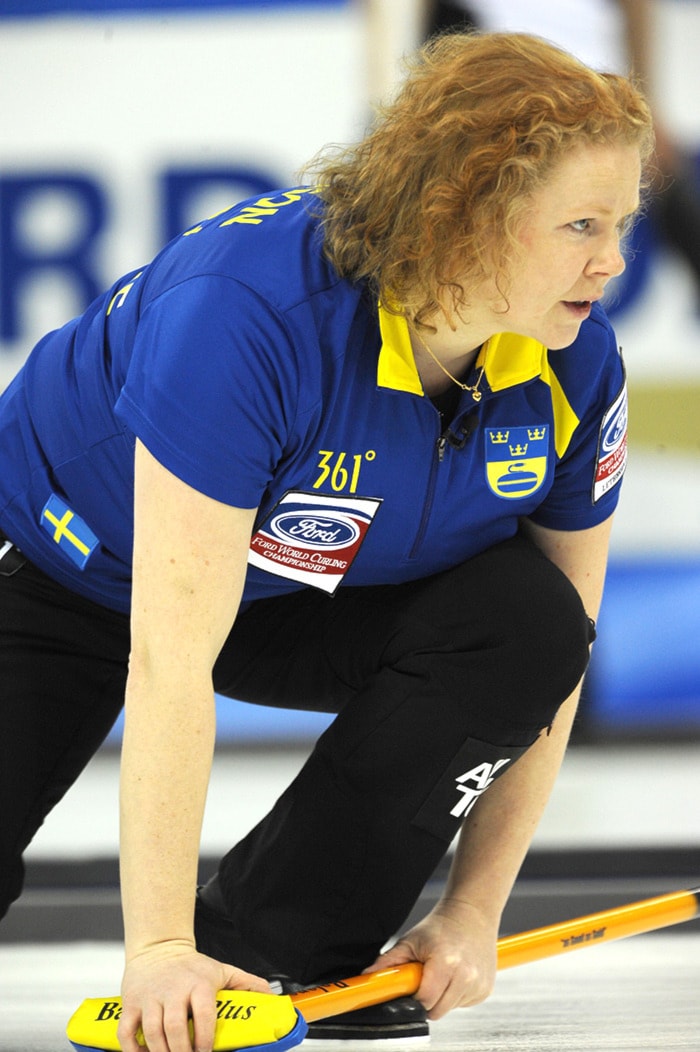 Lethbridge Ab.Mar20_2012.Ford Womans World Curling Championship.Sweden skip M.Sigfridsson CCA/michael burns photo