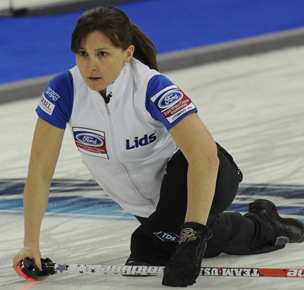 Lethbridge Ab.Ford Womans World Curling Championship 2012.U.S.A. skip Allison Pottinger. CCA/michael burns photo