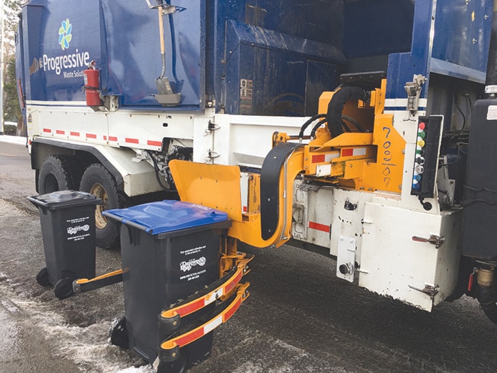 A Penticton garbage truck picking up one of the new bins.
Western News photo