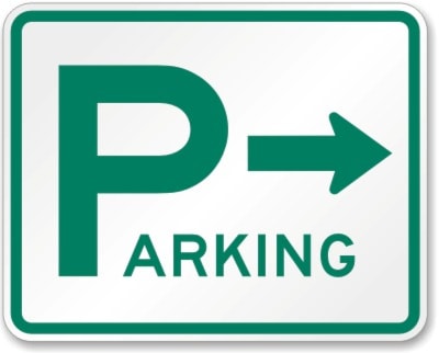 74453pentictonRight-Arrow-Aluminum-Parking-Sign-K-1601