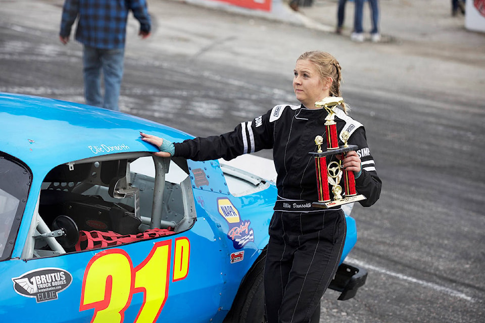 Ellie Dunseith was the Streetstocks champ on Sunday afternoon. (Robin Grant/Western News)