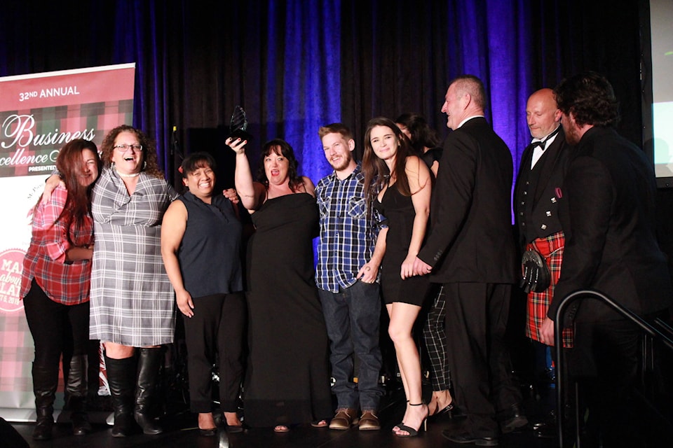 Total Restoration Services won the Workplace Culture Excellence award at the 2019 Business Excellence Awards presented by the Penticton & Wine Country Chamber of Commerce. The award was sponsored by the South Okanagan Immigrant & Community Services. The event was sponsored by McPhail Kilt Makers and hosted at the Penticton Lakeside Resort. (Jordyn Thomson - Western News)
