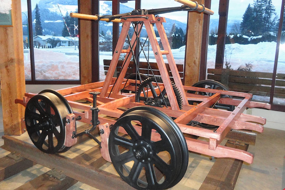 Palasz and several members of his family moved the nearly complete handcar into the Revelstoke Railway Museum just before Christmas 2019. The deck was added on location. (Submitted)