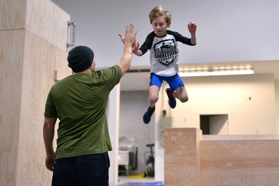 Nathan Michael participating in a class at Ethos Parkour and Movement Inc., now open in Penticton.