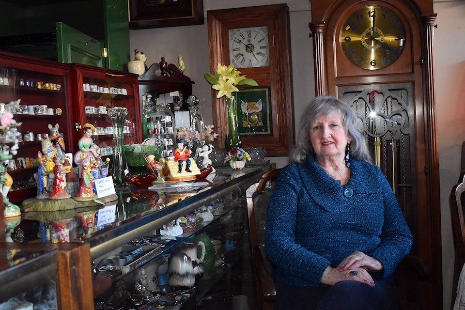 Kelly Bickner, the owner of the Curiosity Shop in Keremeos, pictured in her store. The shop is full of countless hidden treasures. (Brennan Phillips - Keremeos Review)