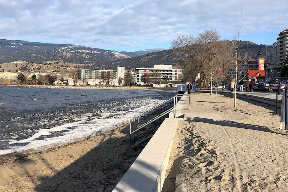 Okanagan Lake is starting to freeze over with a blast of arctic air keeping temperatures well below zero degrees Celsius. (Monique Tamminga - Western News)