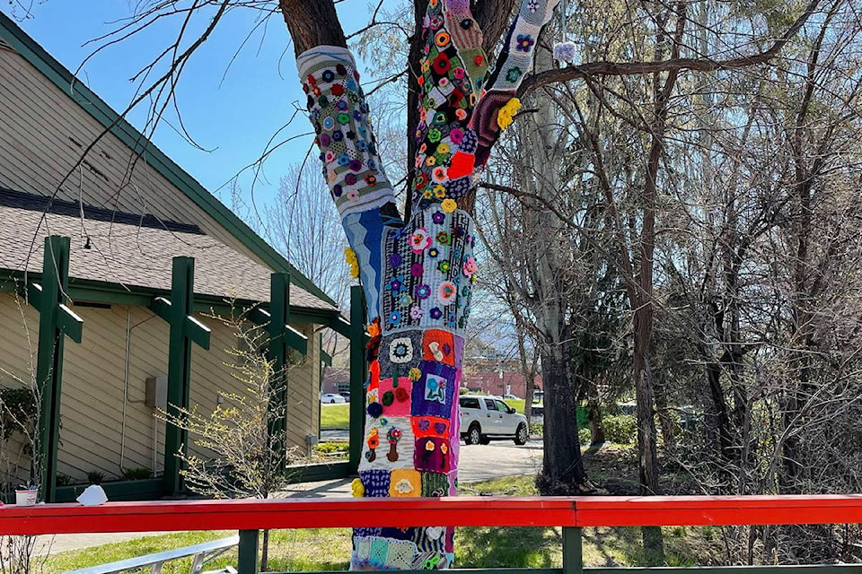 Over 300 participants, aged nine to 99 contributed to this yarn bomb outside the Penticton Art Gallery, near the bridge going to the Japanese Gardens. (Penticton Art Gallery)