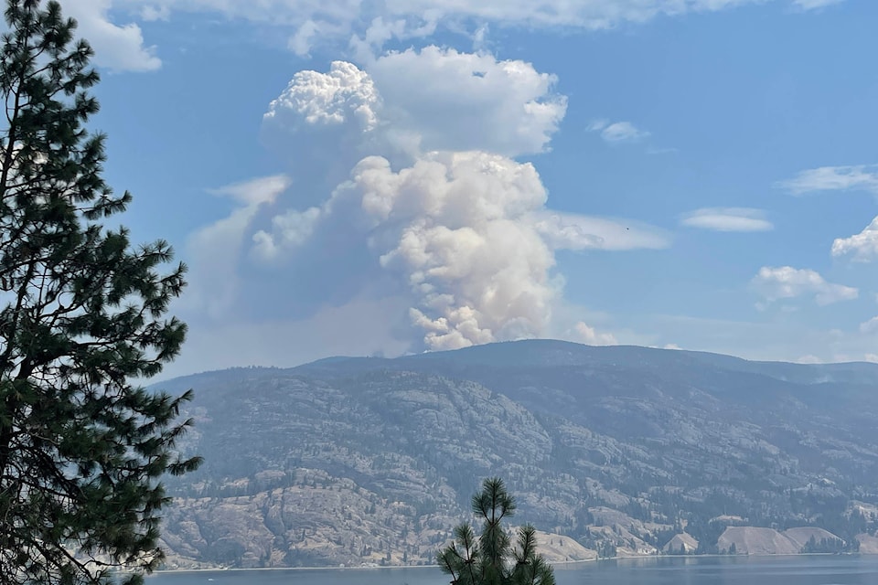 The Thomas Creek Wildfire is moving steadily northwards into the Christie Mountain area, as seen here on August. 6. (Brennan Phillips - Western News)
