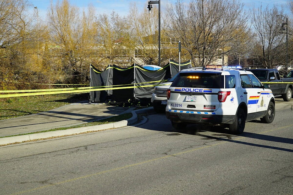 RCMP on scene of park where body was discovered. (Jen Zielinski/ Black Press Media)