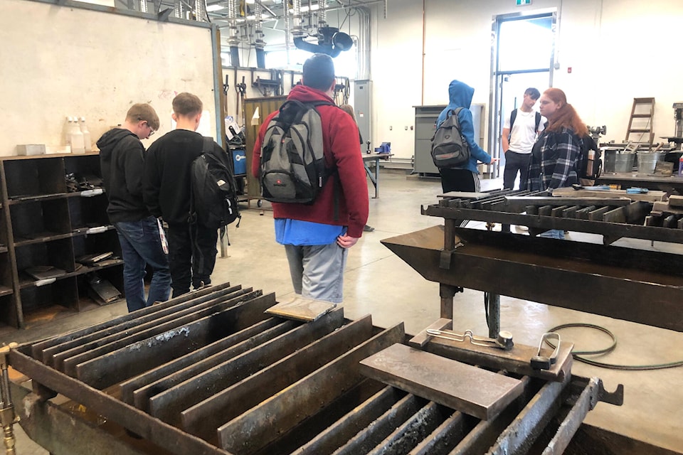 Students explore the Trades Training Centre at Okanagan College’s Vernon campus during Experience OC May 4, 2022. (Brendan Shykora - Morning Star)