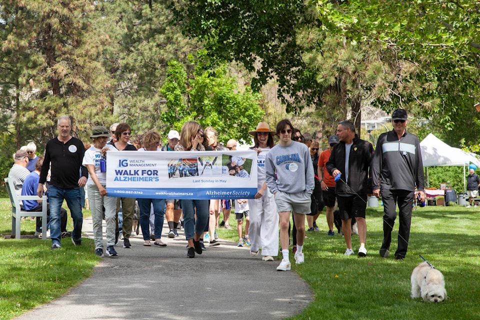 Dozens come out to walk for a cure at the annual Alzheimer’s Walk in Skaha Park May 29, 2022. (Jessica Wittman)