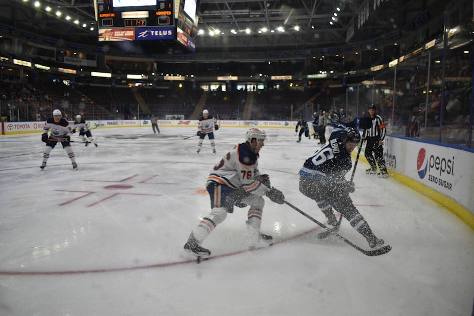 The 2022 Young Stars Classic returns to Penticton Friday, Sept. 16. Prospects from the Edmonton Oilers battled those from the Winnipeg Jets to kick off the action. (Brennan Phillips- Western News)