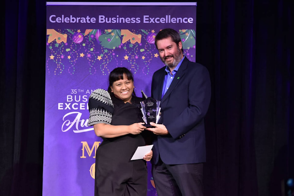 Cherry Fernandez of SOICS took home Business Leader of the Year at the 35th Penticton Chamber awards Saturday night. (Brennan Phillips Western News)