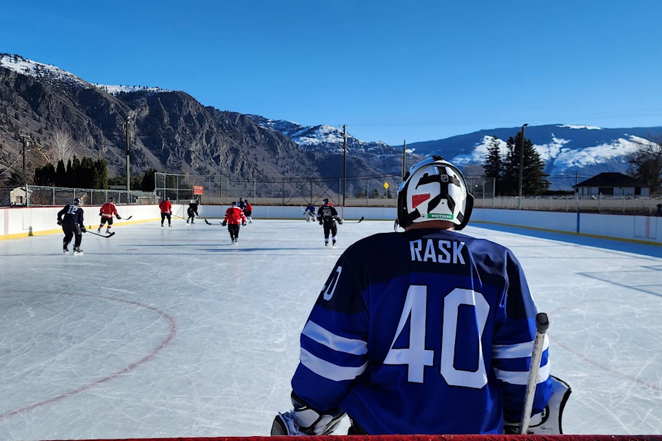 The Similkameen Rec Centre rink and perfect blue skies played host to the Outdoor Classic on Jan. 29. Hockey players from across the region came out for the afternoon. (Jeff Ashe - Submitted)