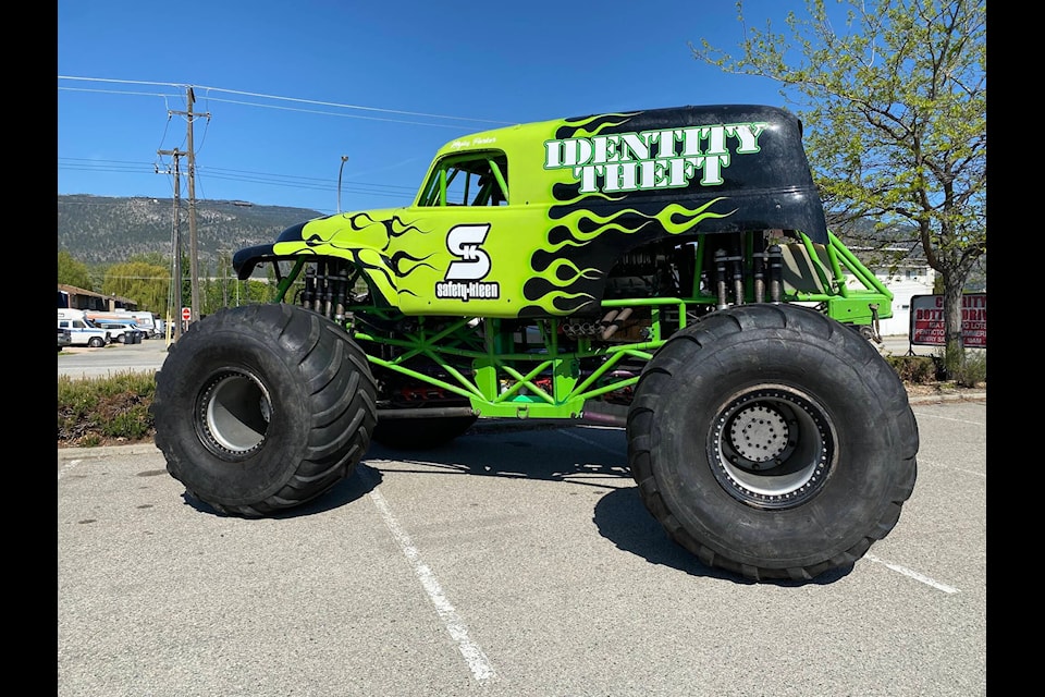 Monster truck Identity Theft can be found outside Penticton’s Canadian Tire on Friday, May 12. (Logan Lockhart- Western News)