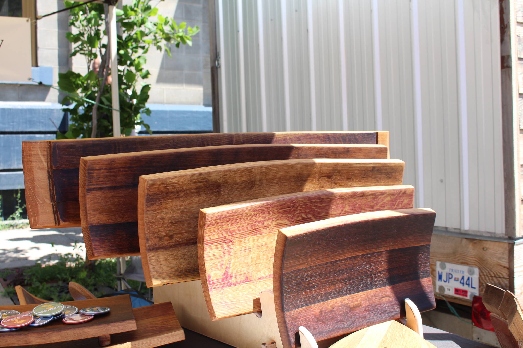 Rows of McLearys platters displayed on his table at the LFI Market. (Zachary Delaney/Revelstoke Review)