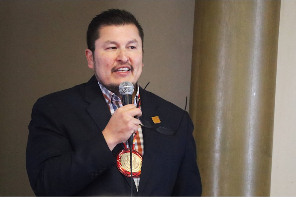 Entrepreneur Derek Bruno addressed a crowd of municipal leaders, bank representatives and business owners Oct. 27, at the Jim Omeasoo Cultural Center. ( Photos by Emily Jaycox/Ponoka News)