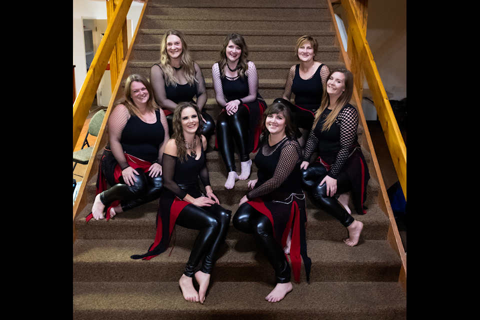 The Read My Hips Dance Troupe - back row from left - Robyn O'Connell, Andrea Ramage, and Cindy Hudson. Front from left  are Angela Olson, Amy Moen, Mellissa Moench, and Keri-Lynn Hulsman.
(Photo submitted)