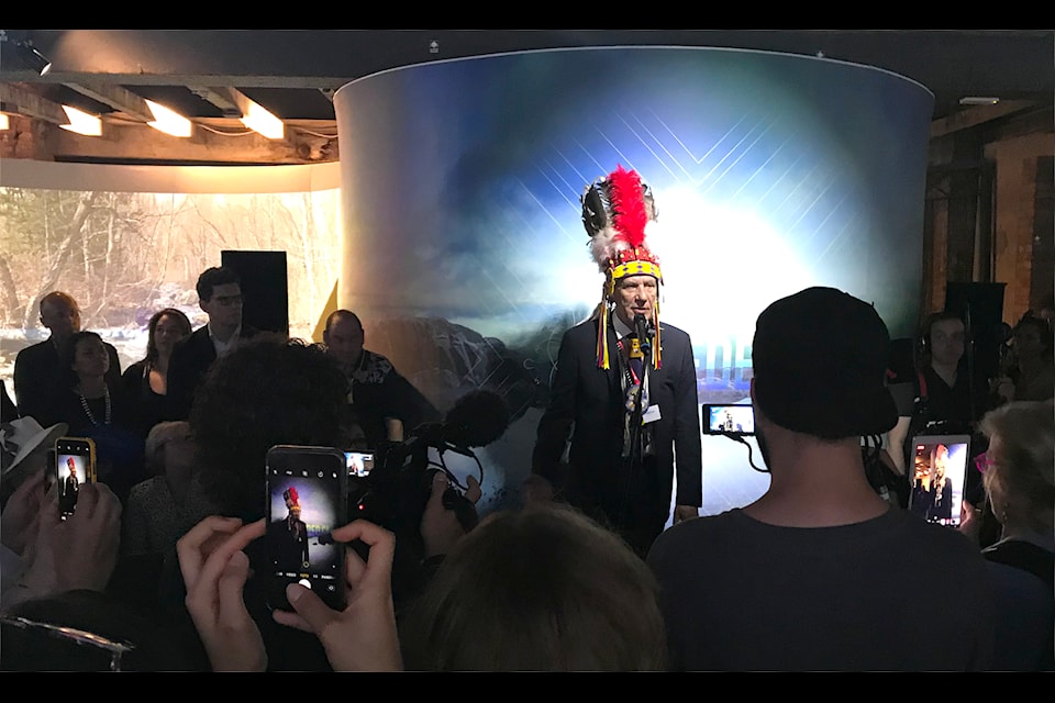 World-renowned architect Elder Douglas Cardinal announces the opening of 'UNCEDED: Voices of the Land' at a press conference on Feb. 18. 