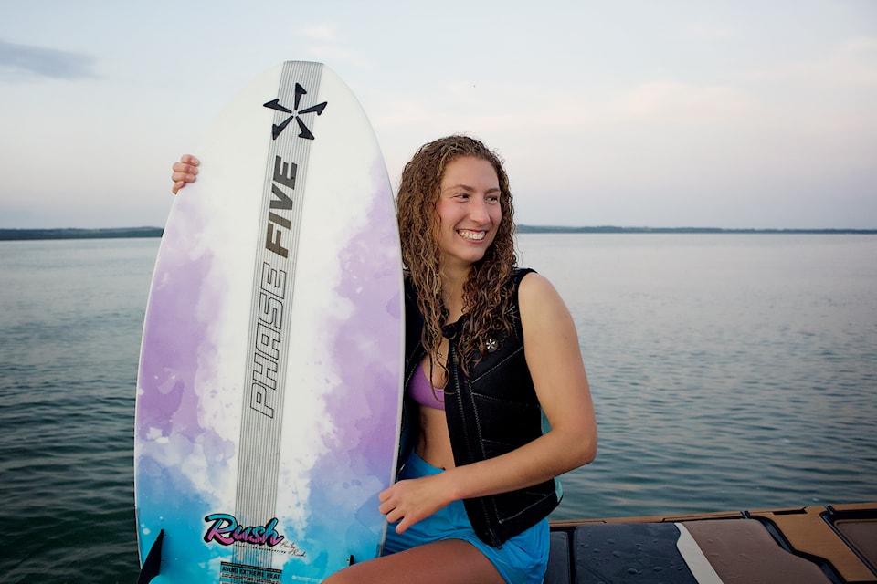 Ponoka's Bailey Rush poses with her pro model board the 'Rush' which she designed with Phase 5 Boards.
(Photo submitted)